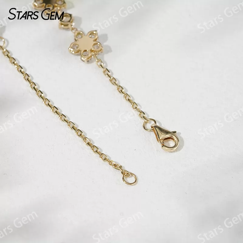 18K Solid Gold Bangles Sakura Flower Shape Lab Grown Diamond Bracelets
