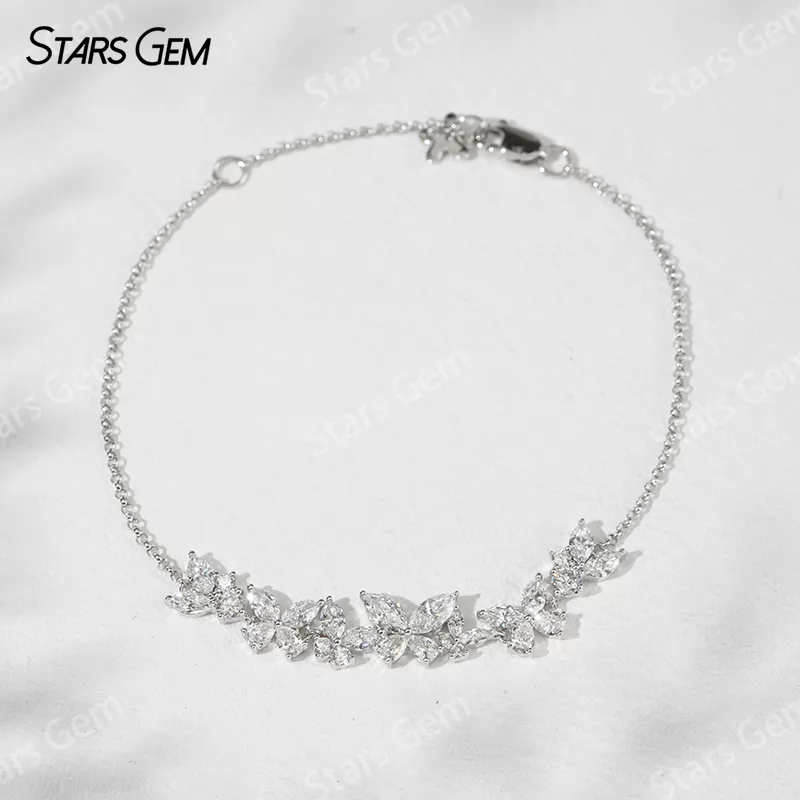 18K White Gold Bangles Butterfly Shape Lab Grown Diamond Bracelets