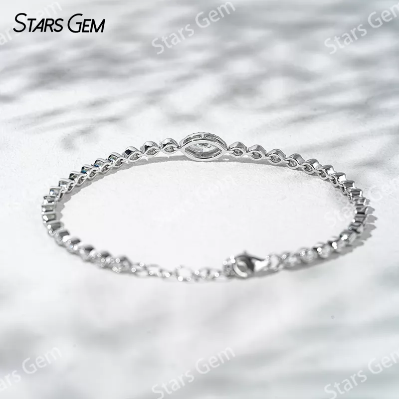 4x8mm Marquise Cut Lab Grown Diamond 18K White Gold Bracelets Tennis Bangles
