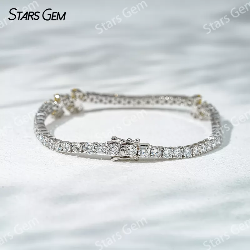 18K White Gold Lab Diamond Tennis Bangles with Flower 2.3x3.5mm Pear Cut Yellow Lab Diamond Bracelets