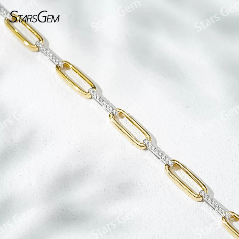 Custom Jewelry 9k/10k/14k/18k Pave Paperclip Bracelet DEF VVS Lab Diamond Bracelets Bangles