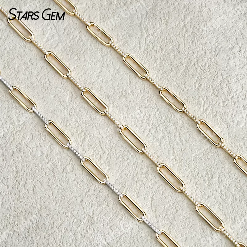 Custom Jewelry 9k/10k/14k/18k Pave Paperclip Bracelet DEF VVS Lab Diamond Bracelets Bangles