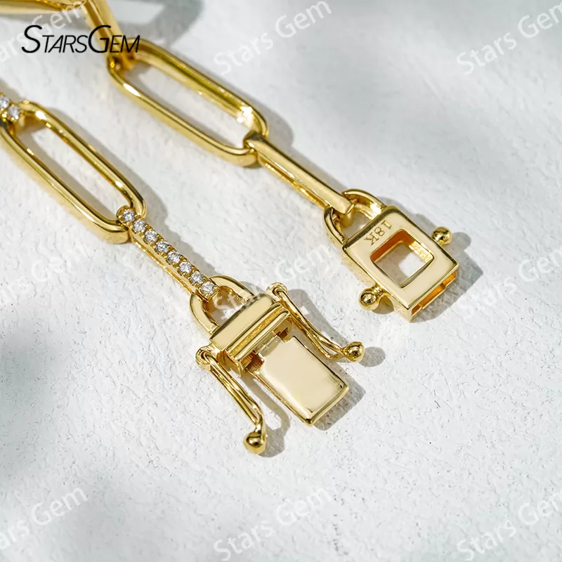 Custom Jewelry 9k/10k/14k/18k Pave Paperclip Bracelet DEF VVS Lab Diamond Bracelets Bangles