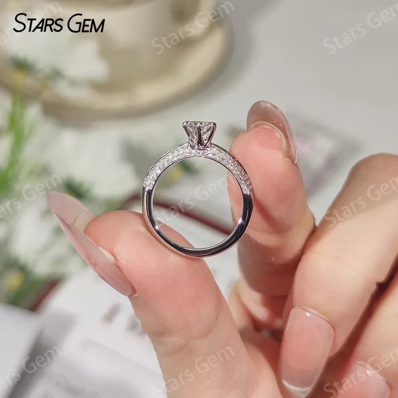 18K Gold Half circle Double Row Set 1 Carat Round Lab Grown Diamond Pave Engagement Ring