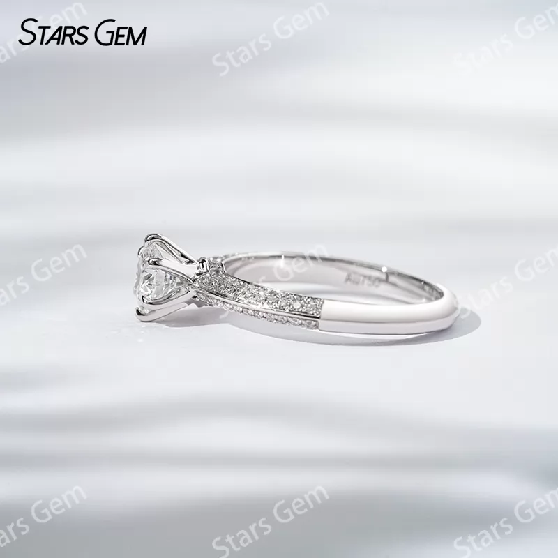 18K Gold Half circle Double Row Set 1 Carat Round Lab Grown Diamond Pave Engagement Ring