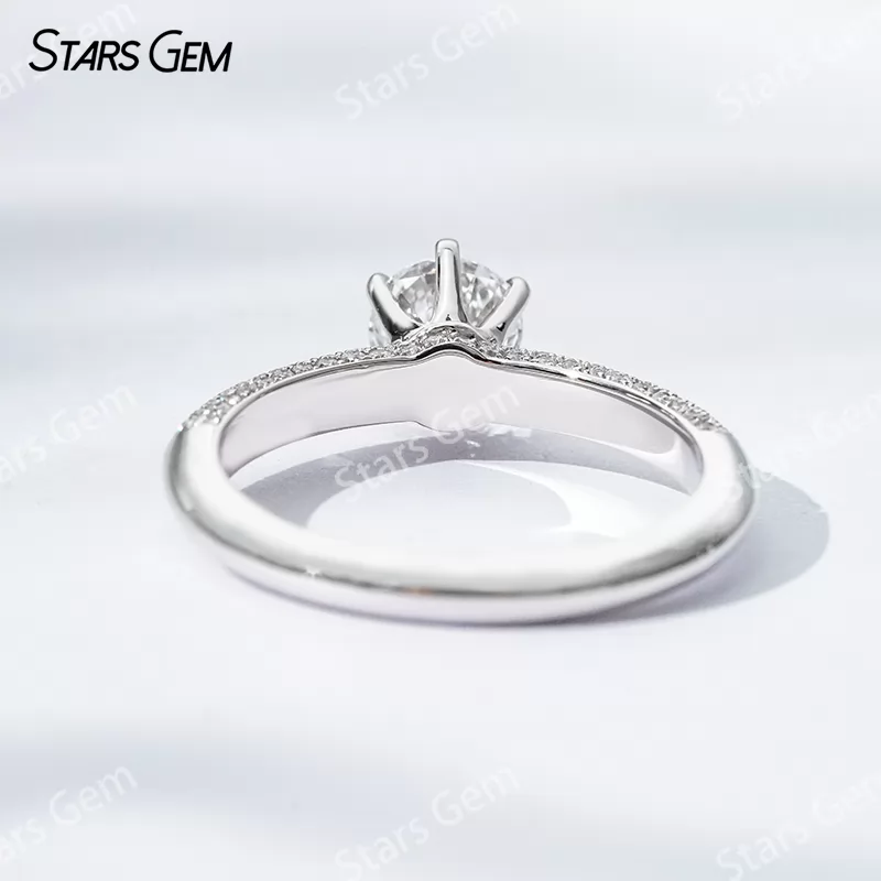 18K Gold Half circle Double Row Set 1 Carat Round Lab Grown Diamond Pave Engagement Ring