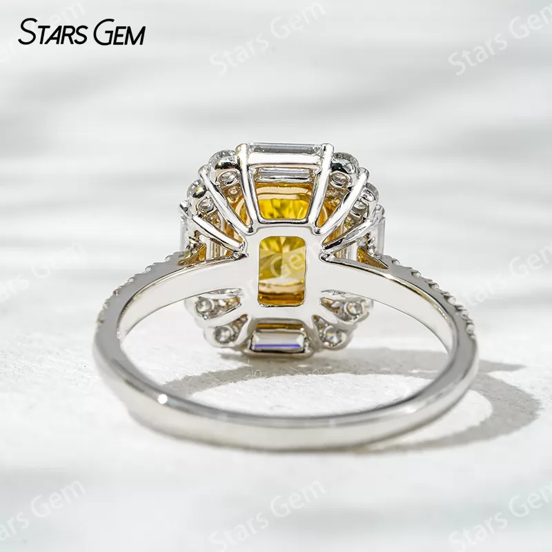 18K Gold Halo Set Radiant Cut Yellow Lab Grown Diamond Engagement Ring