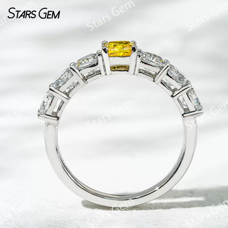 18K White Gold 0.6ct Cushion Cut Yellow Lab Grown Diamond Engagement Ring