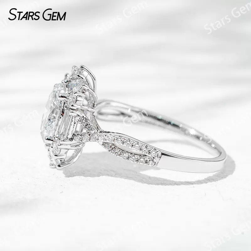Special Design 18K White Gold 1.0ct Oval Cut Lab Grown Diamond Pave Engagement Ring