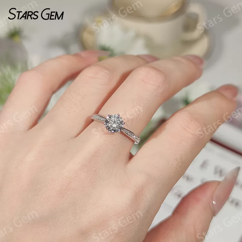 18K White Gold 0.55ct Round Brilliant Cut Lab Grown Diamond Pave Engagement Ring