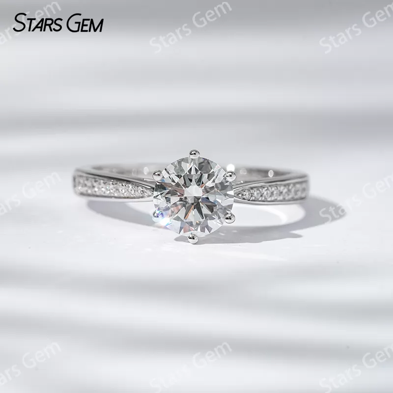 18K White Gold 0.55ct Round Brilliant Cut Lab Grown Diamond Pave Engagement Ring