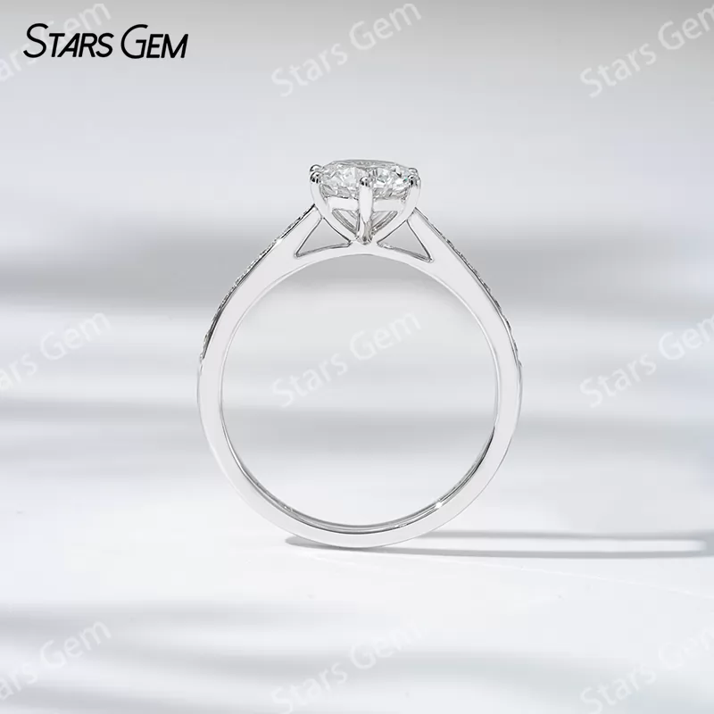 18K White Gold 0.55ct Round Brilliant Cut Lab Grown Diamond Pave Engagement Ring