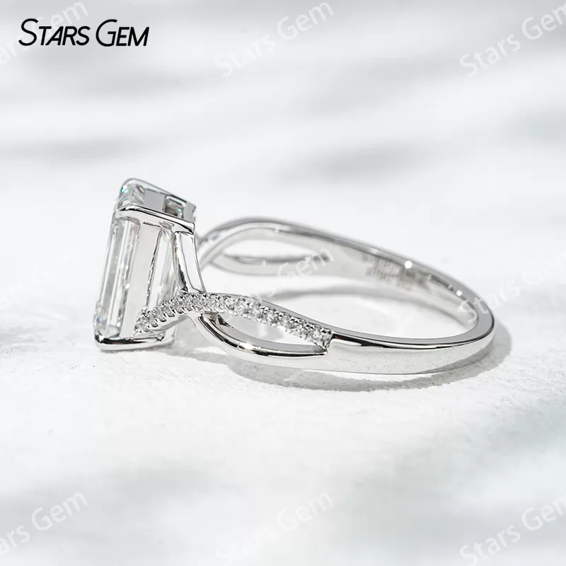 18K White Gold 2.06ct Emerald Cut Lab Grown Diamond Twist Type Engagement Ring