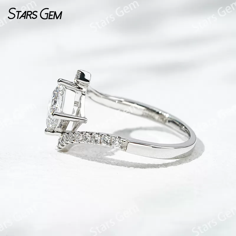 5.5x5.5mm Princess Cut Lab Diamond 18K White Gold Pave Engagement Ring