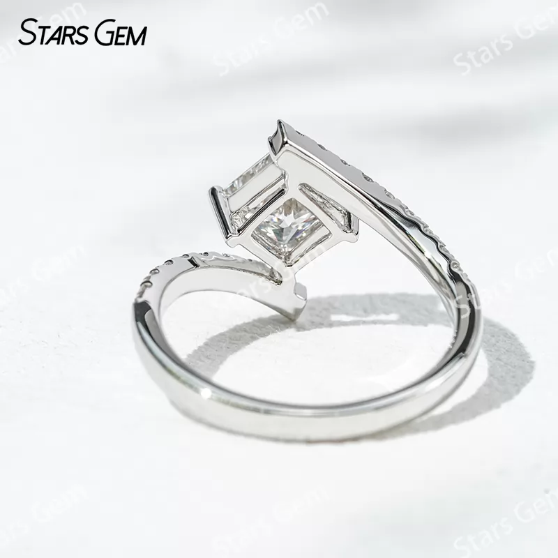 5.5x5.5mm Princess Cut Lab Diamond 18K White Gold Pave Engagement Ring