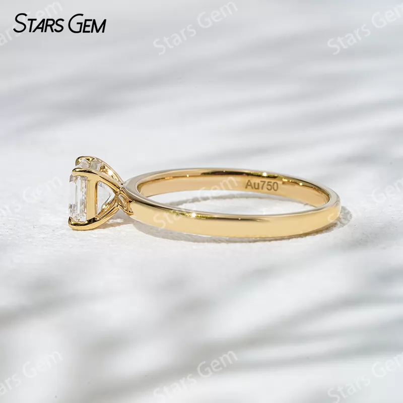18K Gold with 1 carat Asscher Cut Lab Grown Diamond Solitaire Engagement Ring