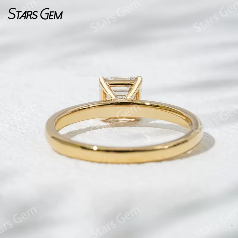 18K Gold with 1 carat Asscher Cut Lab Grown Diamond Solitaire Engagement Ring
