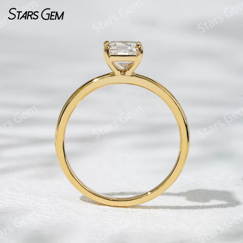 18K Gold with 1 carat Asscher Cut Lab Grown Diamond Solitaire Engagement Ring