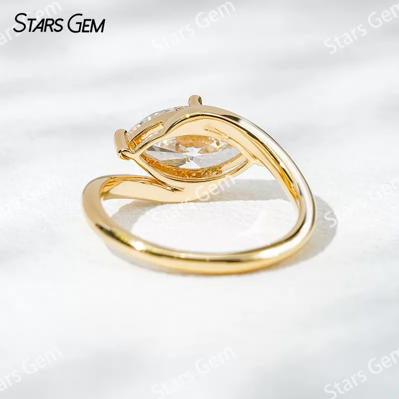 18K Gold with 2 carat Marquise Cut Lab Grown Diamond Solitaire Engagement Ring