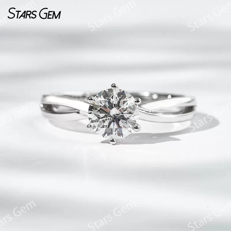 0.5ct Round Cut Lab Diamond 6 Prongs Twist Type 18K Gold Solitaire Engagement Ring