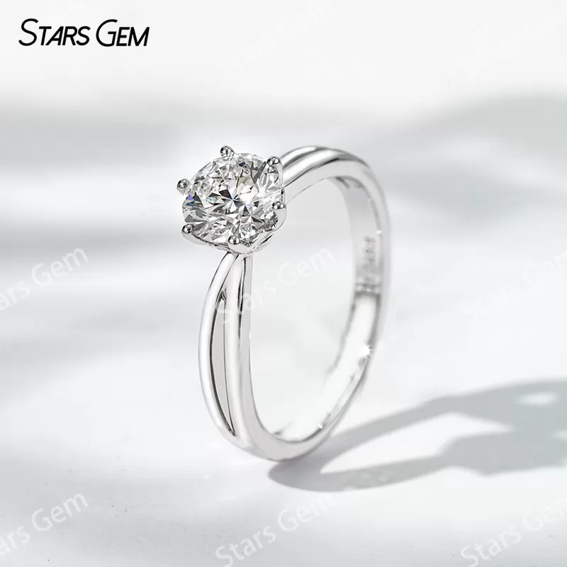 0.5ct Round Cut Lab Diamond 6 Prongs Twist Type 18K Gold Solitaire Engagement Ring