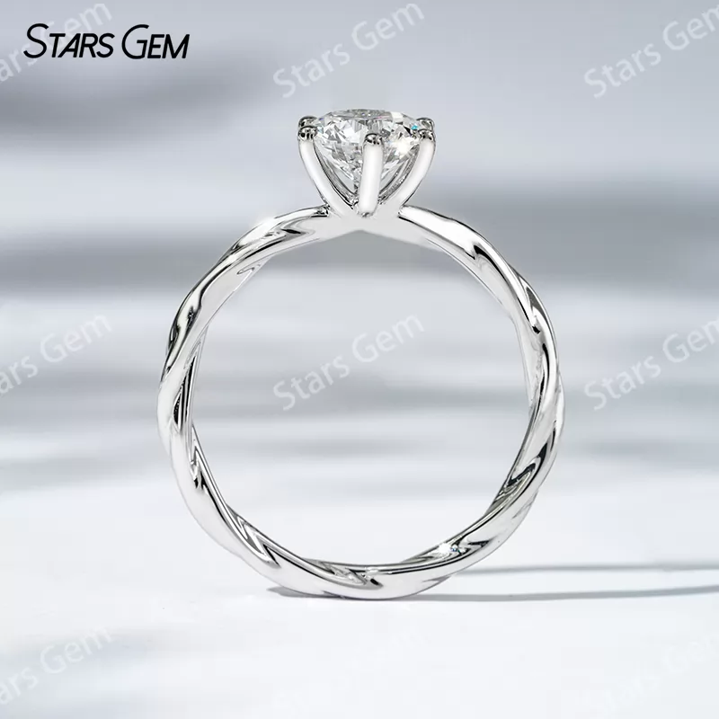 0.58ct Round Brilliant Cut Lab Grown Diamond Twist Type 18K Gold Solitaire Engagement Ring
