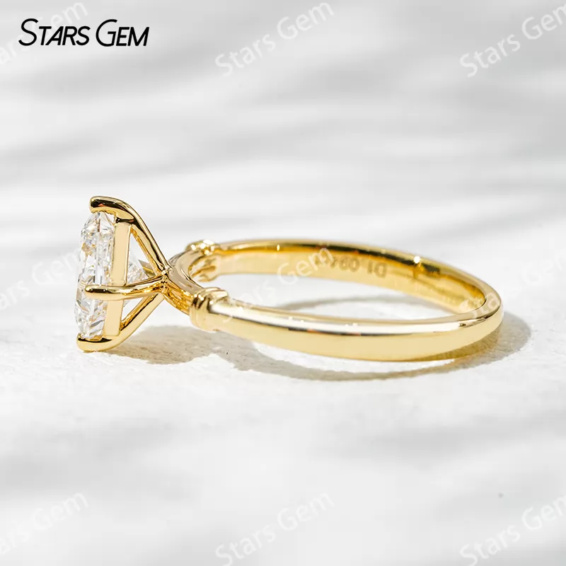 18K Gold 4 Prongs Set 1 carat Princess Cut Lab Grown Diamond Solitaire Engagement Ring