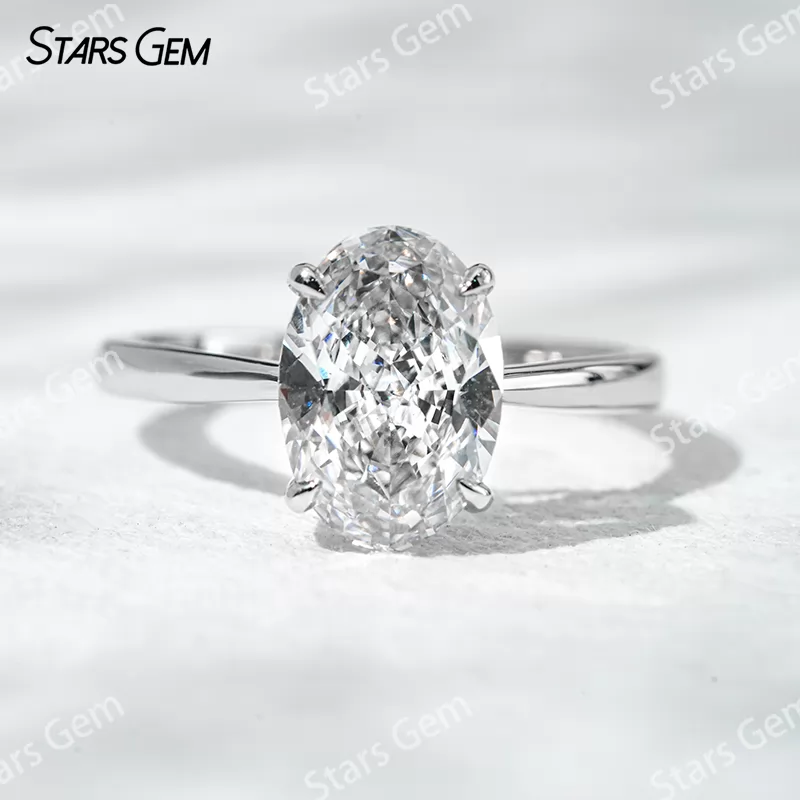 4 Prongs Basket Set 2.72ct Oval Cut Lab Diamond 18K White Gold Solitaire Engagement Ring