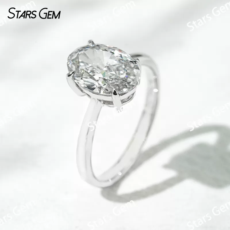 4 Prongs Basket Set 2.72ct Oval Cut Lab Diamond 18K White Gold Solitaire Engagement Ring