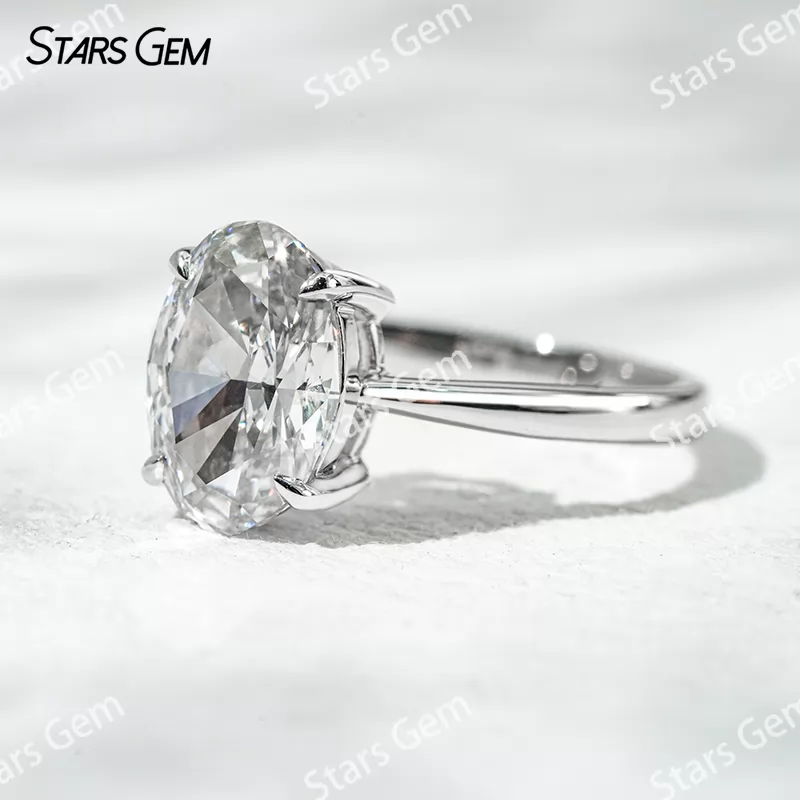 4 Prongs Basket Set 2.72ct Oval Cut Lab Diamond 18K White Gold Solitaire Engagement Ring