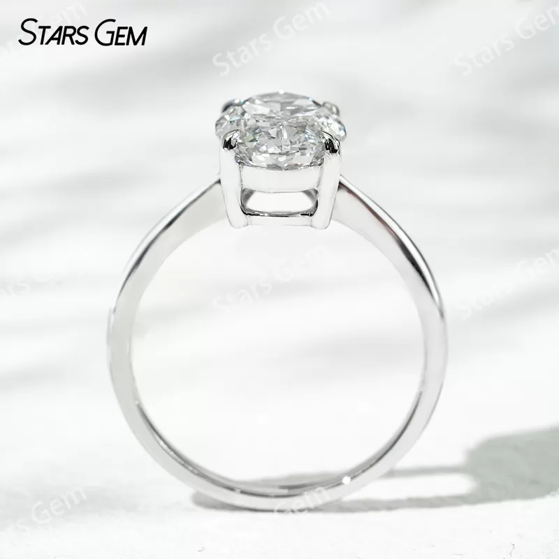 4 Prongs Basket Set 2.72ct Oval Cut Lab Diamond 18K White Gold Solitaire Engagement Ring