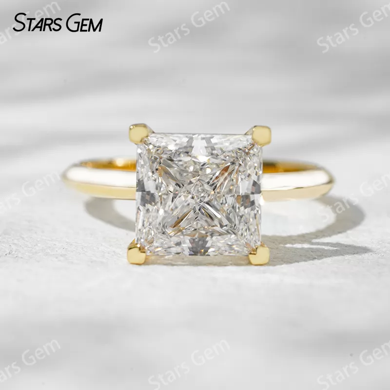 18K Yellow Gold 8.5x8.7mm 3.75ct Princess Cut Lab Grown Diamond Solitaire Engagement Ring