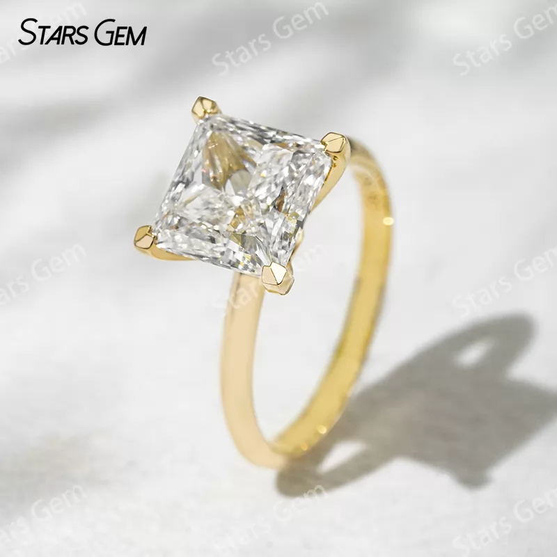 18K Yellow Gold 8.5x8.7mm 3.75ct Princess Cut Lab Grown Diamond Solitaire Engagement Ring