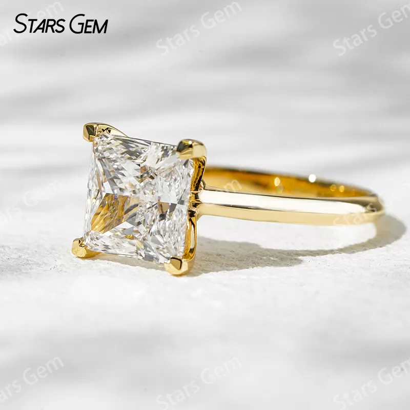 18K Yellow Gold 8.5x8.7mm 3.75ct Princess Cut Lab Grown Diamond Solitaire Engagement Ring