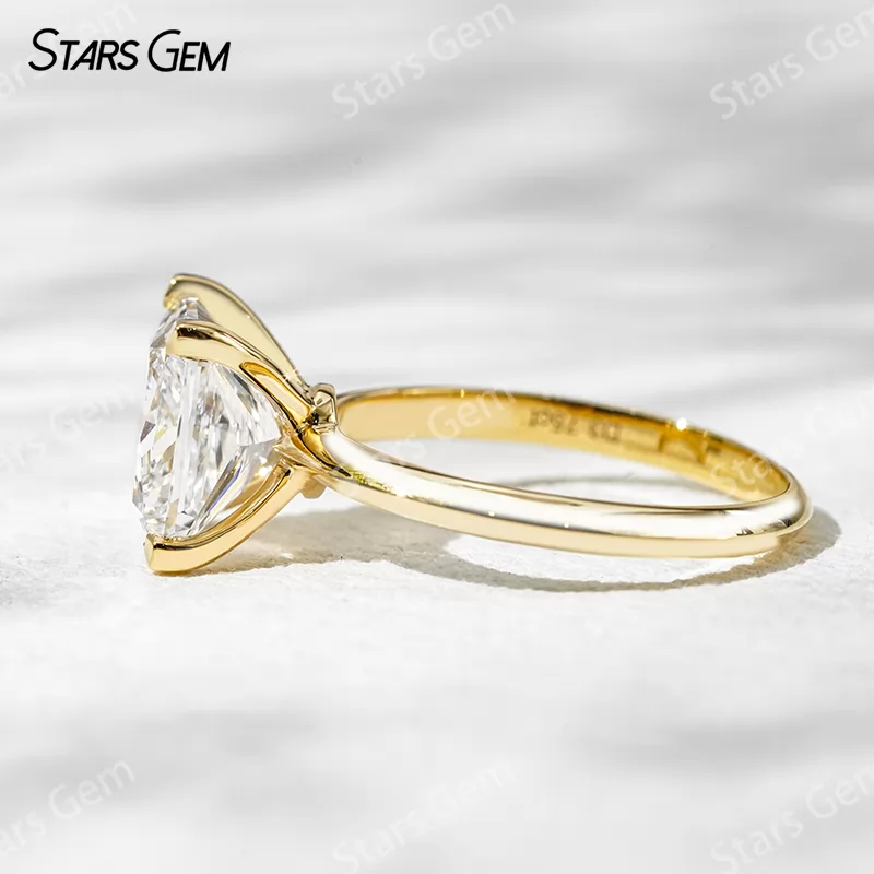 18K Yellow Gold 8.5x8.7mm 3.75ct Princess Cut Lab Grown Diamond Solitaire Engagement Ring