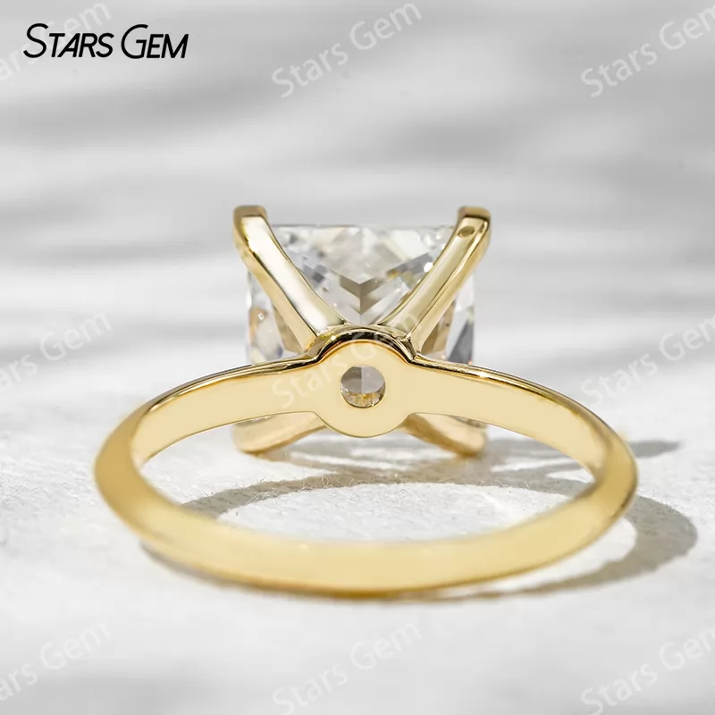 18K Yellow Gold 8.5x8.7mm 3.75ct Princess Cut Lab Grown Diamond Solitaire Engagement Ring
