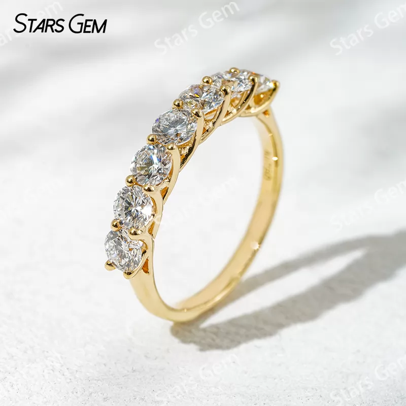 3.6mm Round Brilliant Cut Lab Grown Diamond 18K White Gold Half circle Diamond Eternity Ring