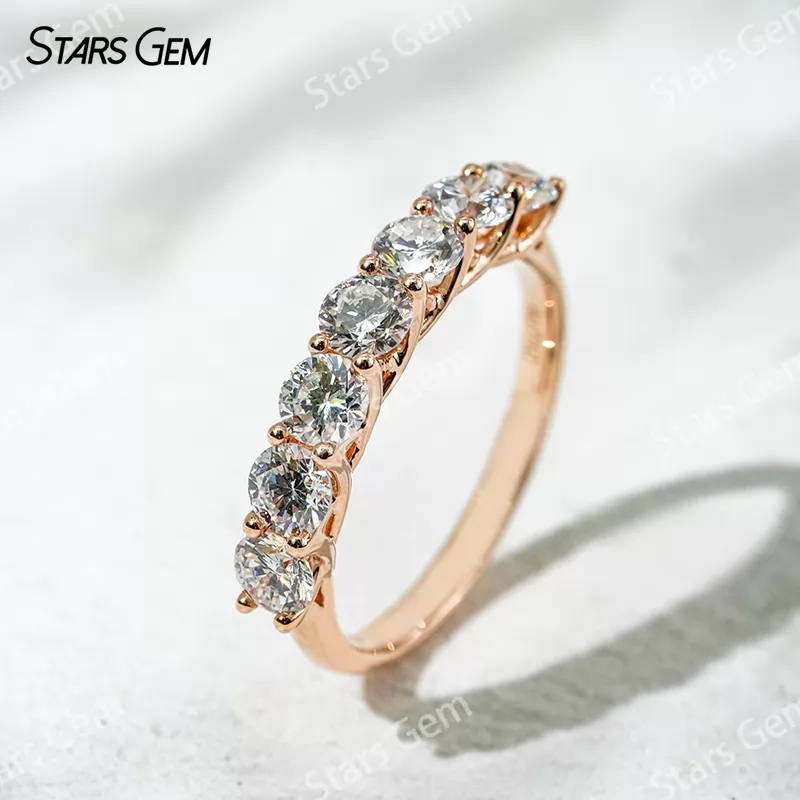 3.6mm Round Brilliant Cut Lab Grown Diamond 18K White Gold Half circle Diamond Eternity Ring