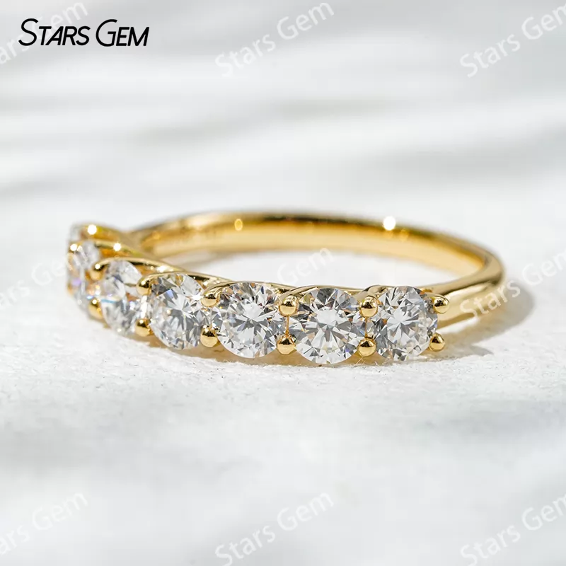 3.6mm Round Brilliant Cut Lab Grown Diamond 18K White Gold Half circle Diamond Eternity Ring