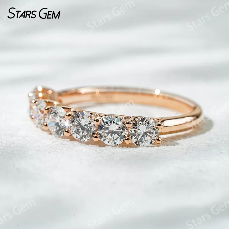 3.6mm Round Brilliant Cut Lab Grown Diamond 18K White Gold Half circle Diamond Eternity Ring