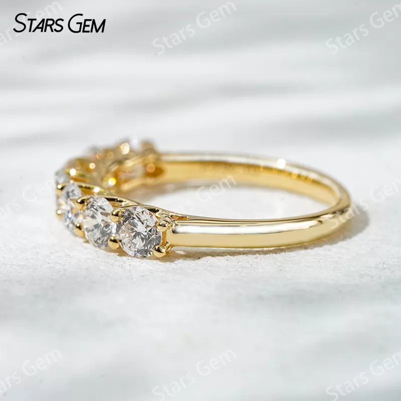 3.6mm Round Brilliant Cut Lab Grown Diamond 18K White Gold Half circle Diamond Eternity Ring
