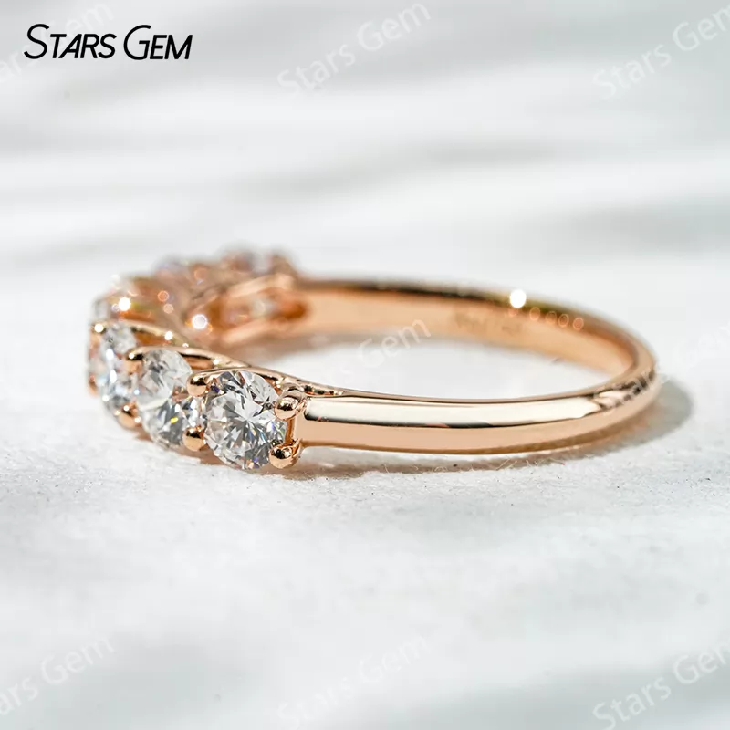 3.6mm Round Brilliant Cut Lab Grown Diamond 18K White Gold Half circle Diamond Eternity Ring