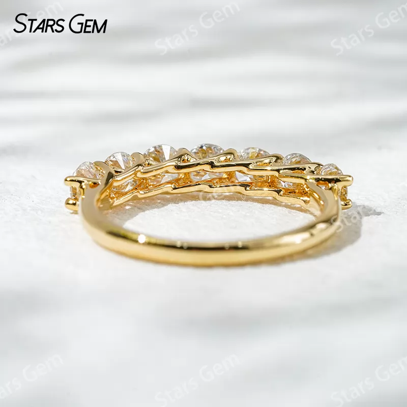 3.6mm Round Brilliant Cut Lab Grown Diamond 18K White Gold Half circle Diamond Eternity Ring