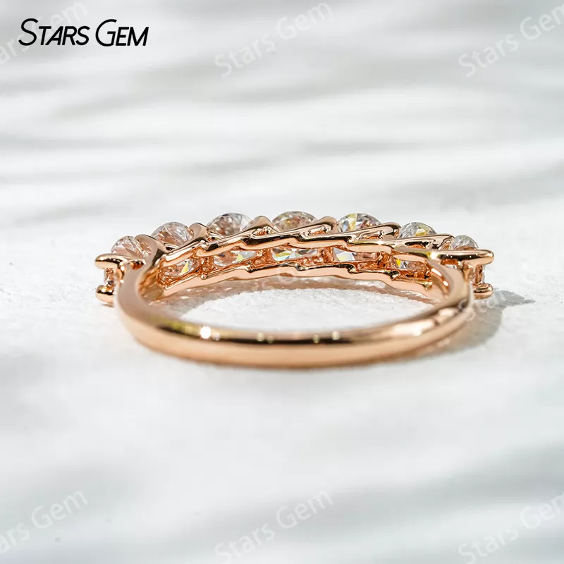 3.6mm Round Brilliant Cut Lab Grown Diamond 18K White Gold Half circle Diamond Eternity Ring