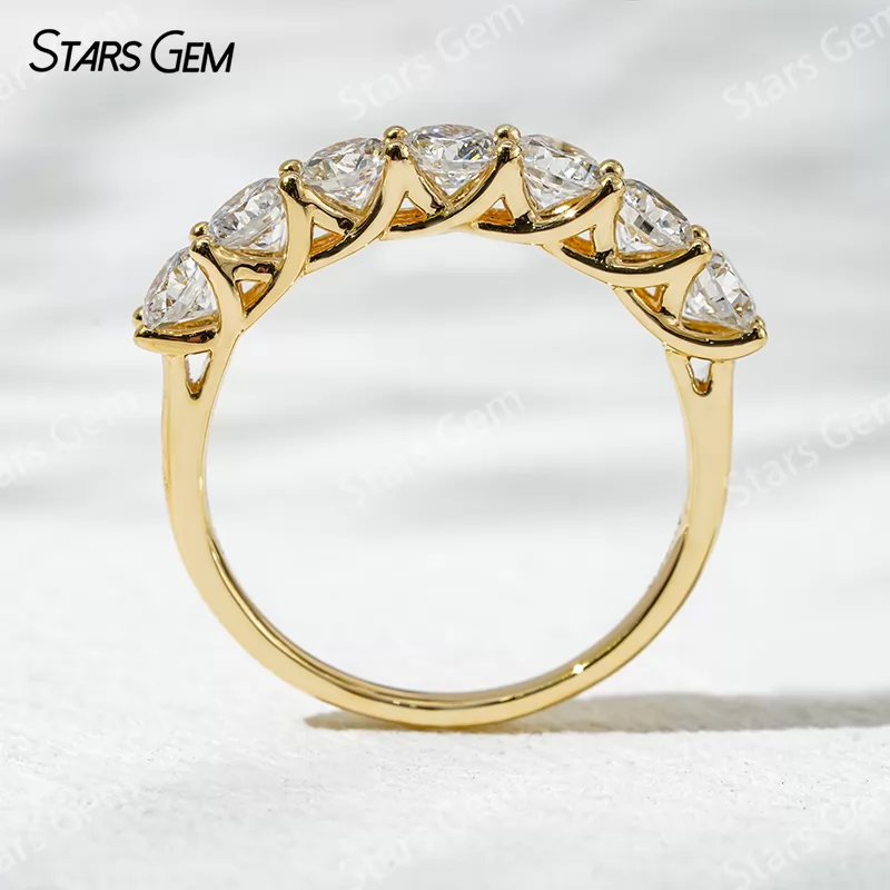3.6mm Round Brilliant Cut Lab Grown Diamond 18K White Gold Half circle Diamond Eternity Ring