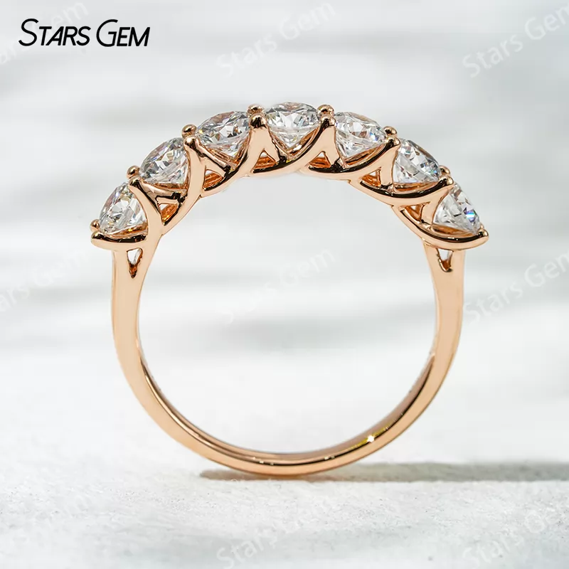 3.6mm Round Brilliant Cut Lab Grown Diamond 18K White Gold Half circle Diamond Eternity Ring
