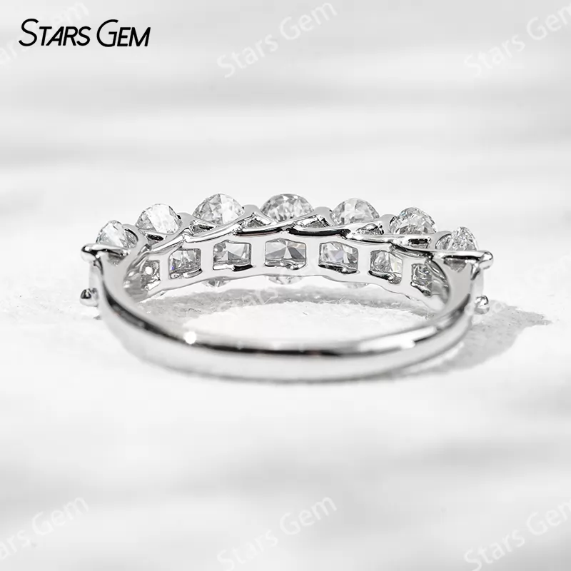 3.5×5.5mm Oval Cut Lab Grown Diamond 18K White Gold Half circle Diamond Eternity Ring