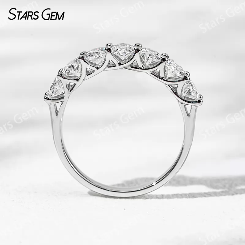 3.5×5.5mm Oval Cut Lab Grown Diamond 18K White Gold Half circle Diamond Eternity Ring