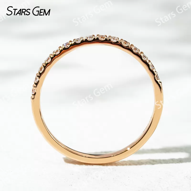 18K Rose Gold Half circle Diamond 1.6mm Round Brilliant Cut Lab Grown Diamond Eternity Ring