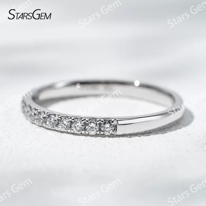1.6mm Round Brilliant Cut Lab Grown Diamond 18K Gold Half circle Diamond Eternity Ring